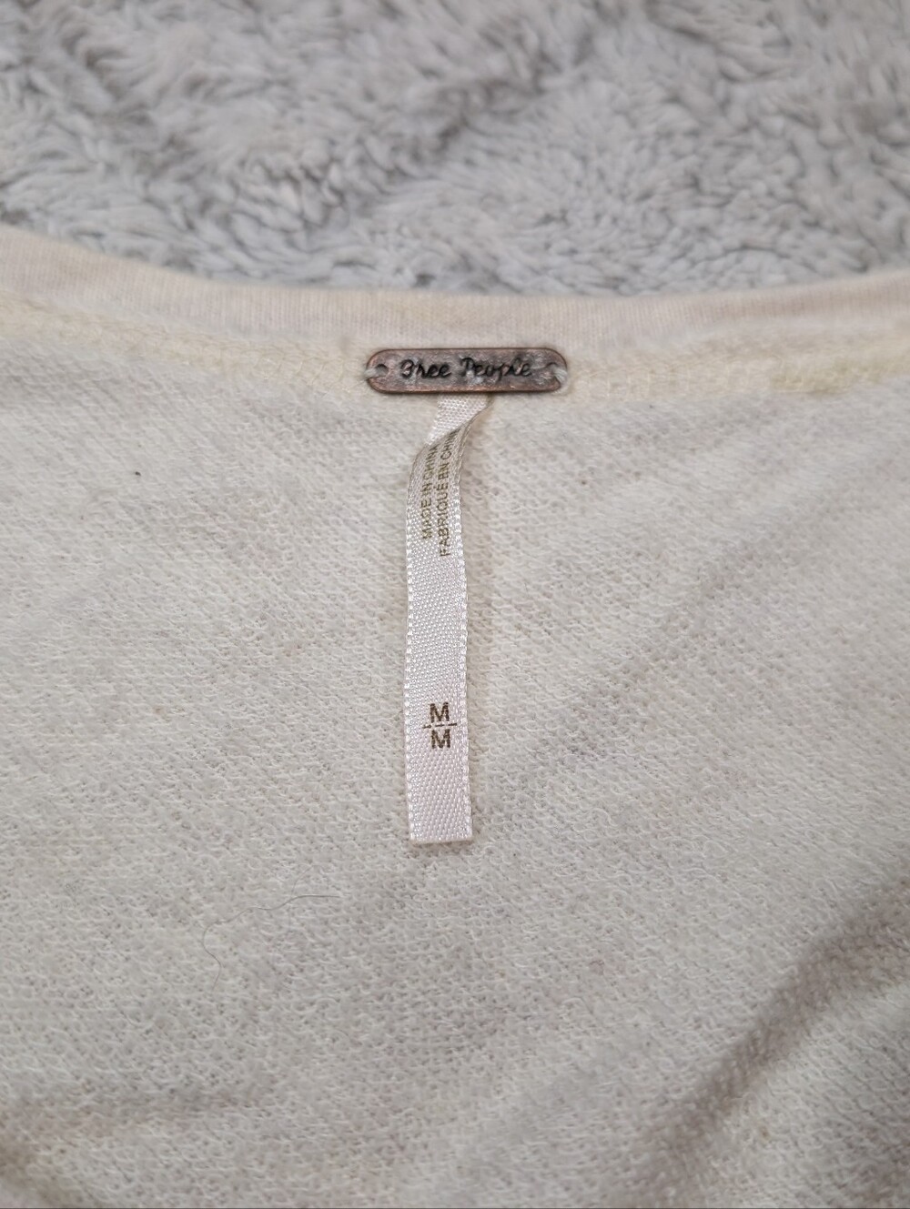 Free People Sweater Womens M Beige Brown Sinner Pullover Western Boho Slouchy - Picture 4 of 7